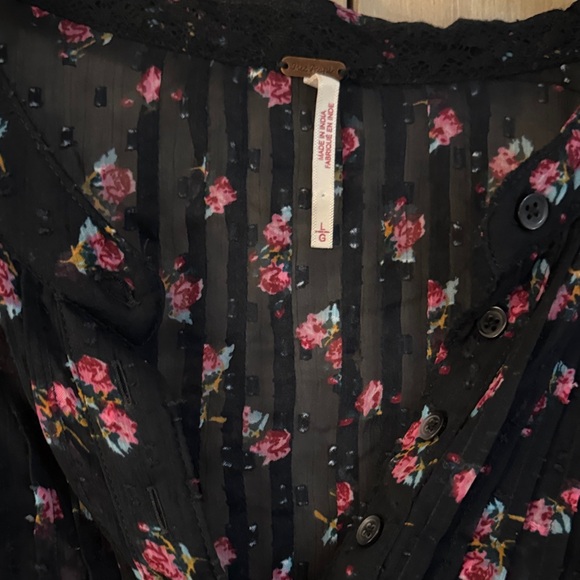Free People Floral Black Blouse - Picture 3 of 5